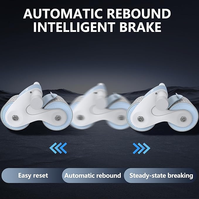 Ab Roller Wheel with Automatic Rebound for Home Gym Core Fitness, Sturdy Abdominal Exercise Equipment, Includes Knee Pad, Perfect for Ab Workouts and Strength Training