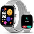 2025 Smart Watches for Women Men, 1.85" AI Voice Smartwatch, 24/7 Heart Rate Monitor, Stress/SpO2/Sleep Tracker, IP68 Waterproof, Weather, 100+ Sports Fitness Tracker for Android iOS Silver Metal