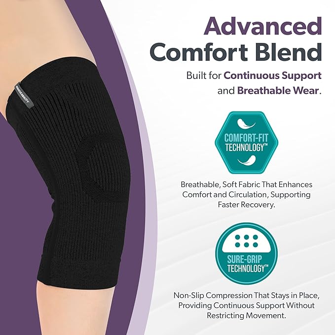 BraceAbility Knee Compression Sleeve - Knit Knee Pain Brace for Men and Women, Arthritis Relief, Meniscus Tear, Running, Workout, Sports, Swelling, Athletic Support for Joint Stability (XS/S Black)