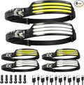 6 Pack Headlamp Rechargeable, LED Headlight Flashlight Super Bright with 230° Wide Beam, Motion Sensor, 5 Modes Waterproof Head Lamp for Outdoor Hiking Running Camping