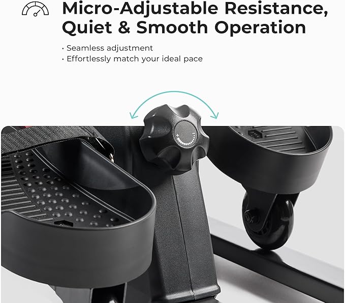 Sunny Health & Fitness Smart Mini Elliptical Trainer, Indoor Under-Desk Pedal Exerciser for Mobility & Cardio Workout, Free SunnyFit App Connection, Optional Motorized w/Remote Control