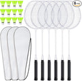 6 Packs Badminton Rackets Set Include 6 Lightweight Rackets 12 Nylon Plastic Shuttlecocks 3 Carrying Bags for Summer Outdoor Backyard Games Sports Beginners Adults