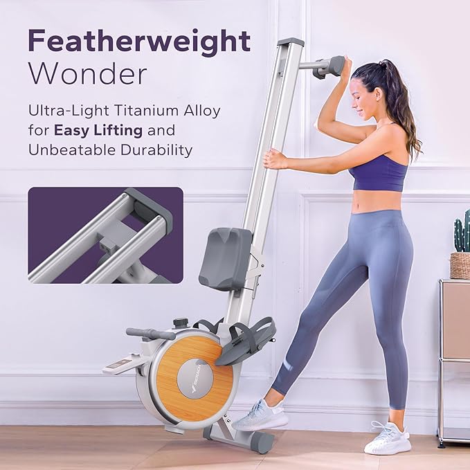 MERACH Rowing Machines for Home, Magnetic Rowing Machine with 16 Levels, Rower Machine of Quiet Resistance, Dual Slide Rail with Max 350lbs Weight Capacity, App Compatible