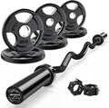 RitFit 2 Inch EZ Curl Bar with Weights, 700LBS Weight Capacity Olympic Curl Barbell for Bicep, Tricep and Weight Lifting Exercises
