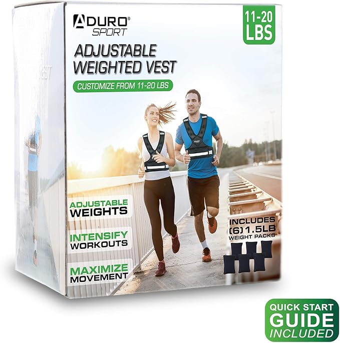 "Aduro Sport Adjustable Weighted Vest Workout Equipment, 4-10lbs/11-20lbs/20-32lbs/26-46lbs Body Weight Vest for Men, Women, Kids"