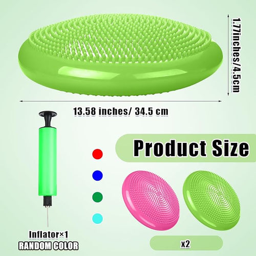 2 Pcs Wiggle Seat Inflated Wobble Cushion Flexible Balance Disc with Air Pump for Core Stability Strengthening Improving Posture Physical Exercise