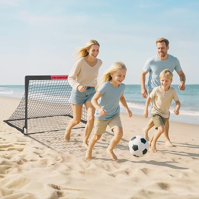 Kids Soccer Goals for Backyard Set - 2 of 4' x 3' Portable Soccer Goal Training Equipment, Pop Up Toddler Soccer Net with Soccer Ball, Soccer Set for Kids, Youth Outdoor Games, Sports, Play