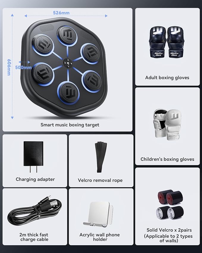 2025 Upgraded Smart Music Boxing Machine, Professional Online Boxing Lessons for Sculpting Fat Burning - 24H Standby, 160 Synced LED Lights, Wall-Mount Punching Bag for Home Gym