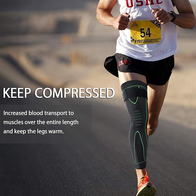 Full Leg Sleeves Long Compression Leg Sleeve Knee Sleeves Protect Leg, for Man Women Basketball, Arthritis Cycling Sport