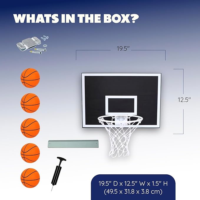 CALIKIWIPROS Mini Basketball Hoop Set Pro League Decorative Solid Wood Wall Mount, Includes 9’ Hoop & 5 mini Basketballs, Classic Look with Colors Matching Some pro Teams.