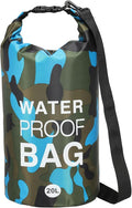 Waterproof Dry Bag, 20L Fit for Women Men Water Proof Bags Lightweight Dry Storage Floating Backpack with Whistle for Travel Boating Kayaking (Sky Blue Camouflage)