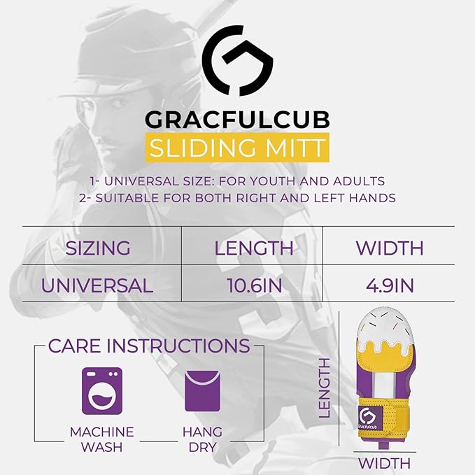 Gracfulcub Baseball Sliding Mitt, Baseball Glove Softball Guard, Ergonomic Design Protecting Fingers for Basic Base Running
