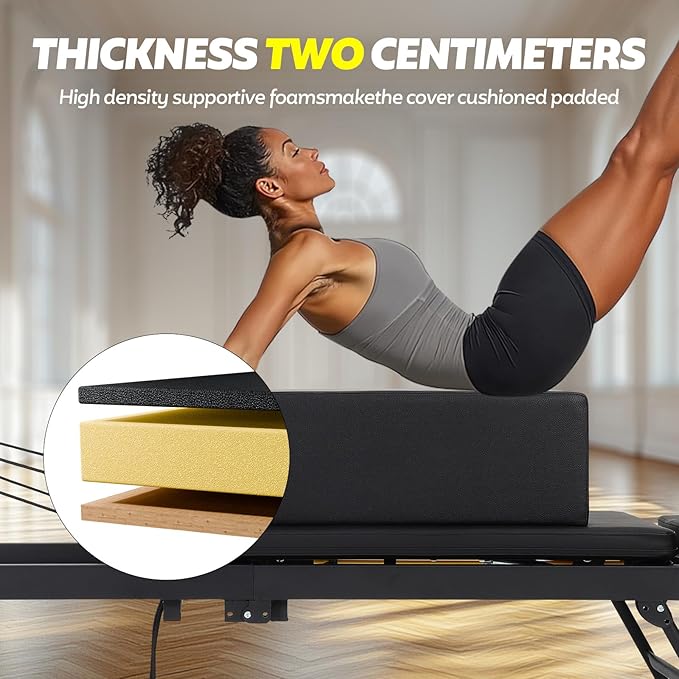 GCCSJ Pilates Box for Reformer Workouts, Portable Pilates Sitting Boxs for Pilates Reformer/Board Use, Non-Slip Memory Foam, Home Gym Pilates Accessories for Stretch/Balance, 300LBS Capacity