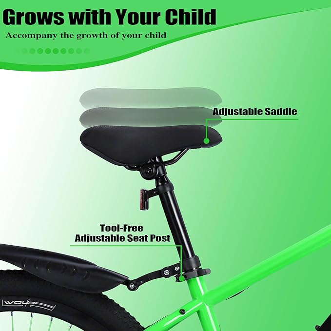 20/24 Inch Mountain Bike for Kids, Girls Boys Bikes Ages 8-12, Single Speed Mountain Bicycle with Suspension Fork, 20/24 Inch Bike Boys Girls Bicycles with Front and Rear Disc Brakes