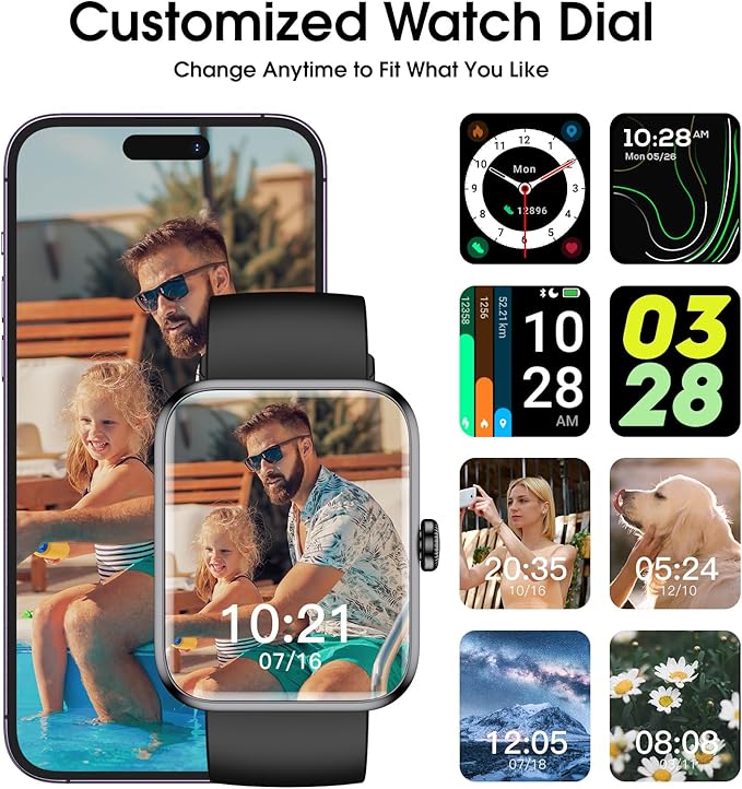Smart Watch, Fitness Tracker with Heart Rate Monitor, Blood Oxygen, Sleep Tracker, 41mm Touchscreen Smartwatch for Android iOS Swimming Waterproof Pedometer Step Calories Tracker for Women Men