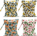 4 Pack Cute Fruit Wet Bag Waterproof Washable Reusable Wet Dry Bag for Swimsuit Dirty Clothes Cloth Diaper Travel Beach Pool Yoga Gym Toiletries Travel Beach Essentials Lemon Orange Peach Pear