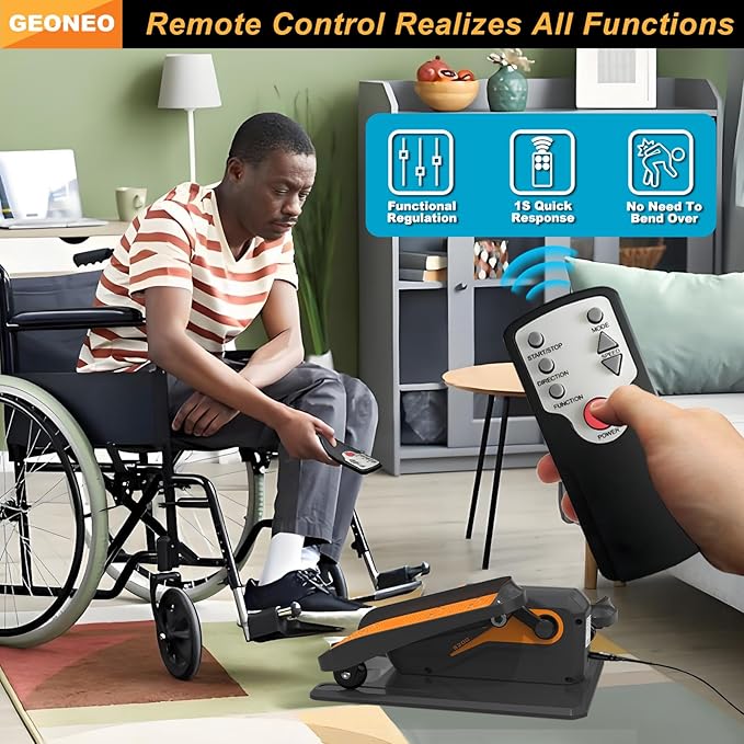 Under Desk Elliptical Machine, Electric Ellipse Leg Exerciser for Senior, Quiet and Compact Electric Seated Pedal for Home with Display Monitor, Remote Control and 12 Adjustable Speeds