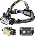 Headlamp Rechargeable, 8 LED Head Lamp, 360° Double Sided Rotating Head Flashlight, Super Bright Outdoor Waterproof Headlight for Camping, Fishing, Hunting, Running, Repairing, Hiking