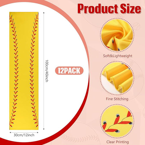12 Pack Softball Cooling Towels, Sports Towels with Bags, 40"x12" Breathable Chilly Towel, Microfiber Towel for Softball Sport Team Gift