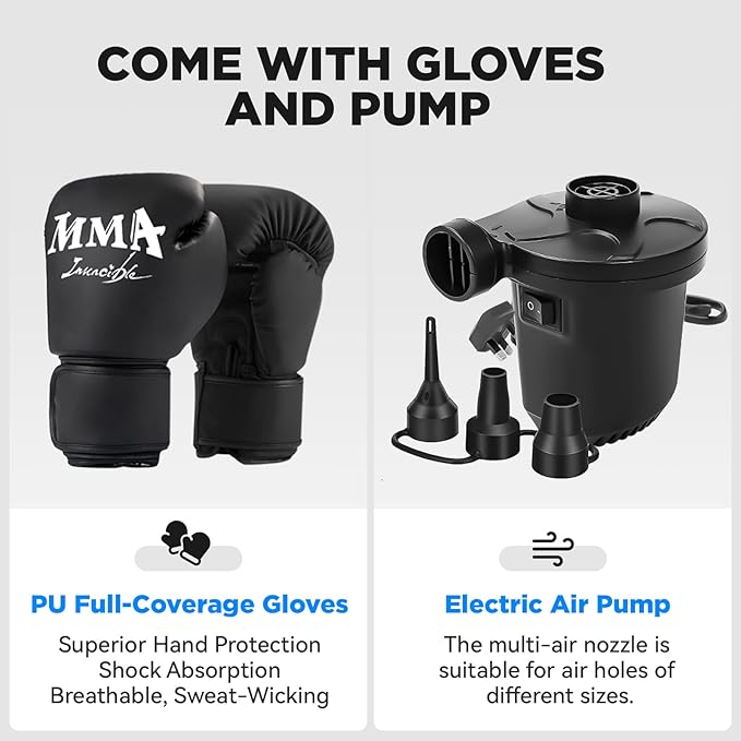 Freestanding Punching Bag for Adults, 70'' Boxing Bag with Stand Kicking Bag Heavy Bag with Boxing Gloves and Electric Air Pump, Women Men Kickboxing Bags for Beginners Training MMA Muay Thai Fitness