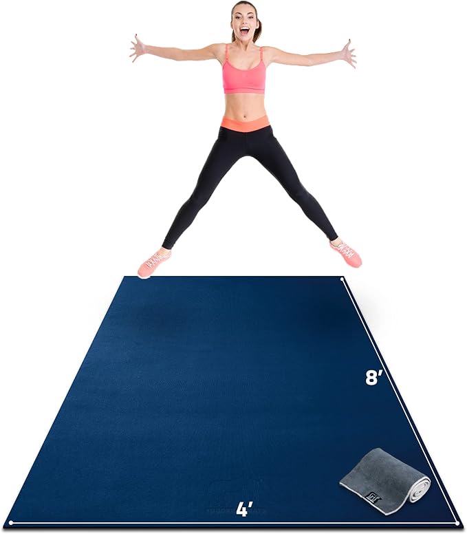 Gorilla Mats Premium Large Exercise Mat – 6x4', 7x4', x7x5', 8x4', 10x4' (1/4" Thick) Ultra Durable, Non-Slip, Workout Mat for Instant Home Gym Flooring – Great on Any Floor – Use With or Without Shoes