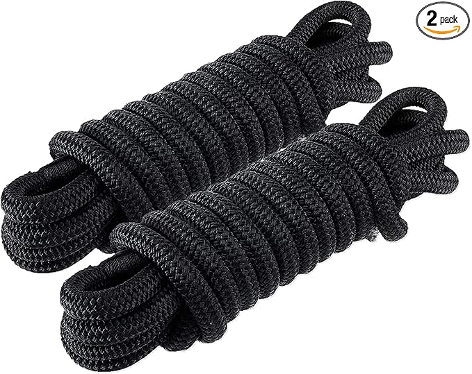 Amarine Made Dock Line, Double Braided Nylon Dock Lines 4840 lbs Breaking Strength (L: 20 ft. D:1/2 inch Eyelet: 12 inch) 2 Pack of Marine Mooring Rope Boat Dock Lines Working Load Limit:968 lbs
