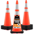 Xpose Safety 36 Inch Orange Traffic Cones with 6" & 4" Collars, 8-Pack - Multipurpose PVC Plastic Safety Cone for Parking, Soccer, Caution, Kids and Construction - DOT Approved