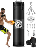 Punching Bag for Adults, 4FT PU Heavy Boxing Bags with Chain Ceiling Hook, Hanging Boxing Bag for Kickboxing Muay Thai Karate Judo Taekwondo Home Gym Training, Unfilled