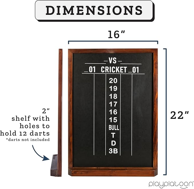Play Platoon Dart Scoreboard & Darts Holder Wall Mount with Bottle Opener - Wood Score Board, Professional Darts Accessories, Dart Holder