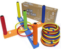 Ring Toss Game for Kids, Indoor & Outdoor Game for Family and Adults with 5 Poles, 2 Bases and 16 Rings in 4 Colors, Soft Foam Toy for Kids Backyard Ring Toss Fun