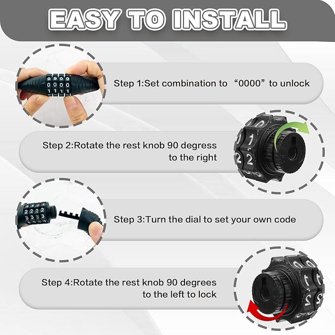 Bike Lock Cable, Bicycle Lock, Bike Locks Heavy Duty Anti Theft, Combination Cable Lock for Outdoor Equipment, Black (1Ps, 2Ft, Reset Combo)