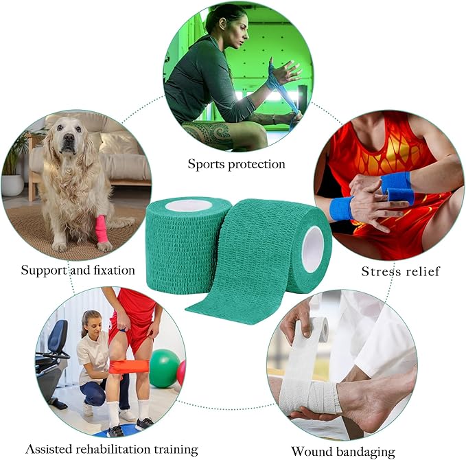 48 Pcs Self Adhesive Bandage Wrap 2"" X 5 Yards Elastic Cohesive Bandage Wrap Bandage Wrap Rolls Elastic Self-Adherent Tape for Stretch Athletic, Sports, Wrist, Ankle, Skin