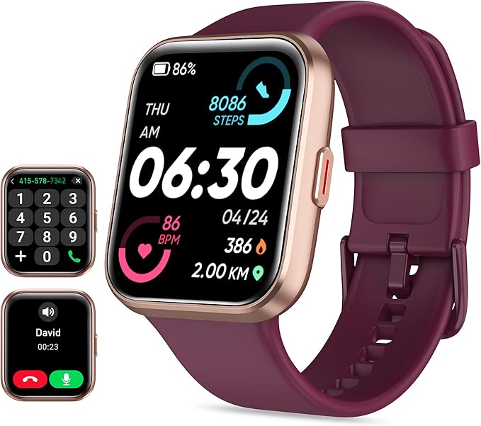 Smart Watch for Men Women(Call Receive/Dial), Alexa Built-in, 1.7" Touch Screen Fitness Tracker with Heart Rate Sleep Tracking, 60 Sports Modes, 5ATM Waterproof Smartwatch for Android iPhone