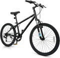 Goplus Mountain Bike, 20/24 Inch Kids Bicycle w/ 6-Speed Drivetrain, Suspension Fork, Dual Brakes, Adjustable Seat, Outdoor Cycling Children City Bike for Boys Girls