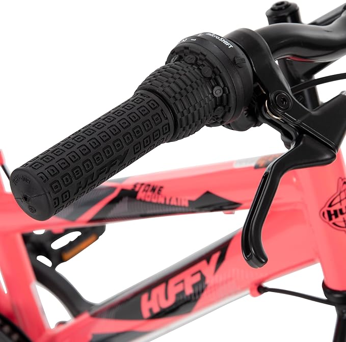 Huffy Stone Mountain Hardtail Mountain Bike for Boys/Girls/Men/Women, 20"/24"/26" Sizes, 6 or 21 Speed Shimano Twist Shifting, Front or Dual Suspension, Comfort Saddle, Sleek Colors