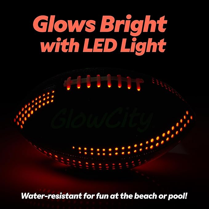 GlowCity Glow in The Dark Football - Size 3/6 Light Up Ball Gifts for Kids, Teens & Adults - Bright Football for Night Outdoor Games - Sports Birthday Gift Ideas for Boys Ages 6 7 8 9 10 11 12 13 14