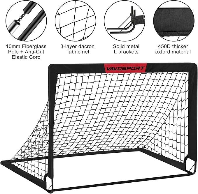 Kids Soccer Goals for Backyard Set - 2 of 4' x 3' Portable Soccer Goal Training Equipment, Pop Up Toddler Soccer Net with Soccer Ball, Soccer Set for Kids, Youth Outdoor Games, Sports, Play