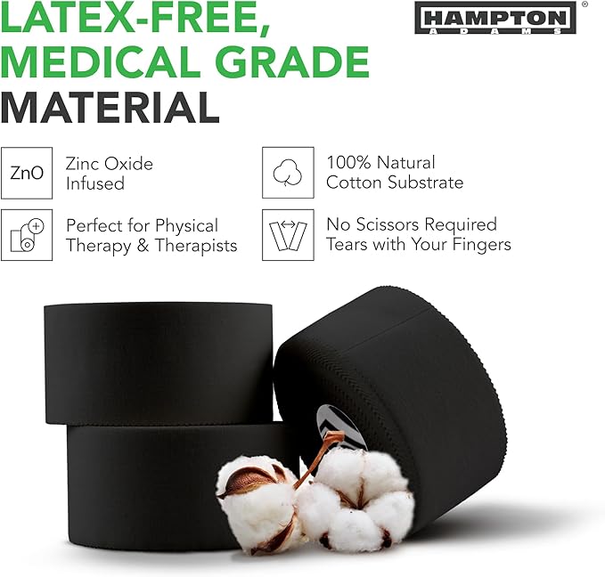 Hampton Adams | Official BJJ Partner | As Seen on Shark Tank | Medical Athletic Sports Tape (8-Pack, 45ft) | Easy Tear & No Sticky Residue | for Athletes, Trainers & First Aid Injury Wraps