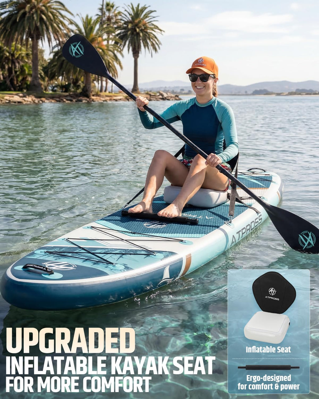 ATPROSS 12'x36 Inflatable Stand Up Paddle Board with Seat, 500lbs Wide SUP