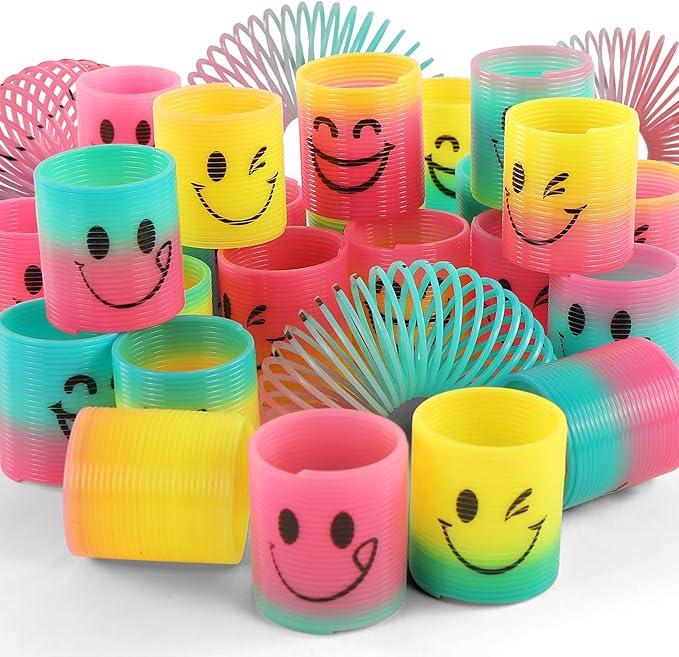 24 Pack Spring Rainbow Magic Fidget Stress Coil Mini Springs Bulk Toys for Party Favor Carnival Prize Birthday Goodie Bag Stuffers for Kids Boys Girls… (24)