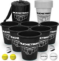 BucketBall | Team Color Edition | Combo Pack (Black/Silver): Original Yard Pong Game: Best Camping, Beach, Lawn, Outdoor, Family, Adult, Tailgate, Jumbo, Giant Game