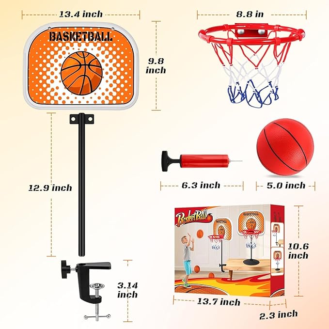 Indoor Basketball Hoop Tabletop Basketball Hoop Indoor with Clips Mini Desktop Basketball.Hoop Set with Two Balls Mini Hoops for Desk Table Bedroom Basketball Toys for Kids and Adult