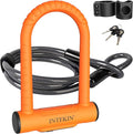 Bike U Lock Heavy Duty Bike Lock Bicycle Lock, 16mm U Lock and 3ft / 5ft / 6ft Length Security Cable with Sturdy Mounting Bracket for Bicycle, Motorcycle and More