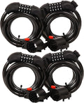 SEPOX® 4Pcs Pack 6FT Extra Long Cable Combination Bike Locks, 5 Digits Retractable Security Lock, 12mm Heavy Duty Anti Theft Anti Rust Cable for Bicycle, Scooter, Gate, Outdoor Equipment, Weatherproof
