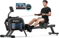 MERACH Rowing Machines for Home, Magnetic Rowing Machine with 16 Levels, Rower Machine of Quiet Resistance, Dual Slide Rail with Max 350lbs Weight Capacity, App Compatible