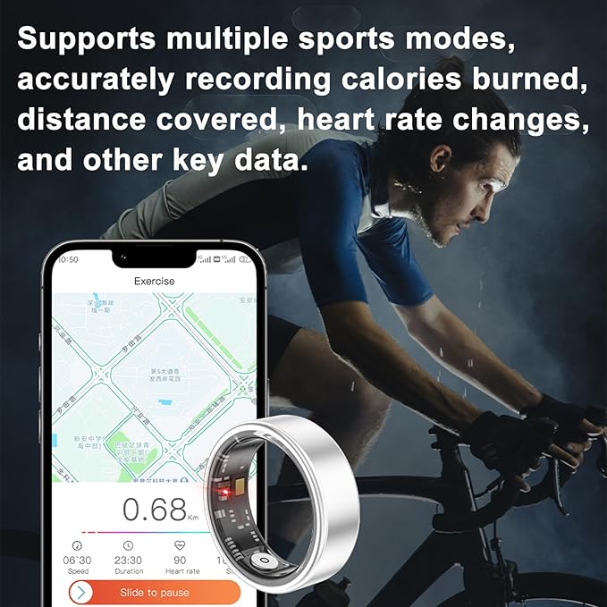 Loluka Smart Ring with Heart Rate Monitor Fitness Ring Fitness Tracker Step Tracker Sleep Monitor Health Tracking No Subscription Fee for Android iOS Black 9