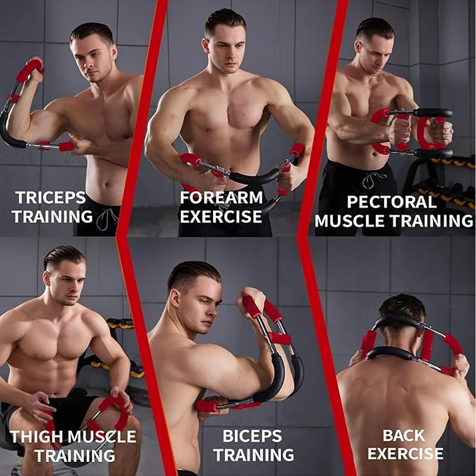 Twister Arm and Chest Muscle Trainer, U-Shape Power Twister Arm Exerciser Adjustable, Shoulder, Biceps, Triceps, Back and Forearm Chest Enhanced Exercise, Upper Body Strength Training
