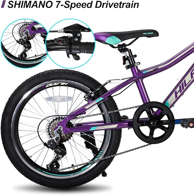 HILAND 20 26 27.5 Inch Mountain Bike for Women Girl, 7/21 Speed with Lock-Out Suspension Fork, Aluminum Frame MTB, Adult Ladies Womens Bike Mens Bicycle