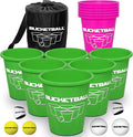 BucketBall | Team Color Edition | Combo Pack (Green/Pink): Original Yard Pong Game: Best Camping, Beach, Lawn, Outdoor, Family, Adult, Tailgate, Jumbo, Giant Game