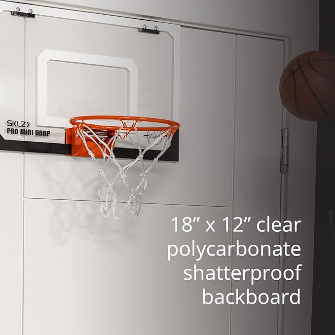 SKLZ Pro Mini Indoor Basketball Hoop - Over The Door – Portable - Great For Home, Dorms, Offices, and Gifts
